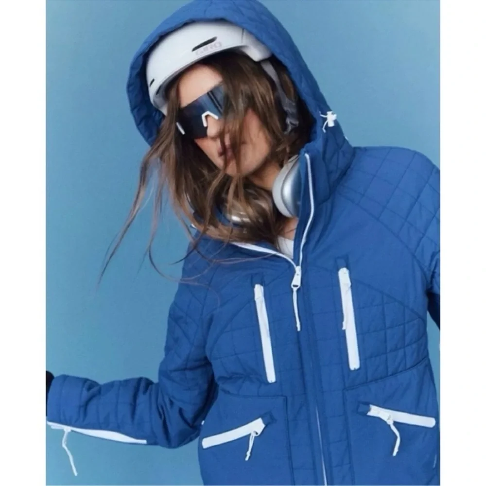 NWT Free People Movement All Prepped Quilted Short Parka Ski Jacket Blue XS
